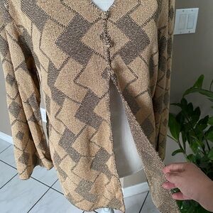 Vintage French Rags hand-loomed Large sweater stretch knit cardigan
